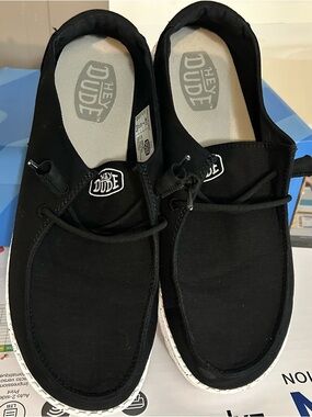 Hey Dude Black Canvas Women's Slip-On Loafers